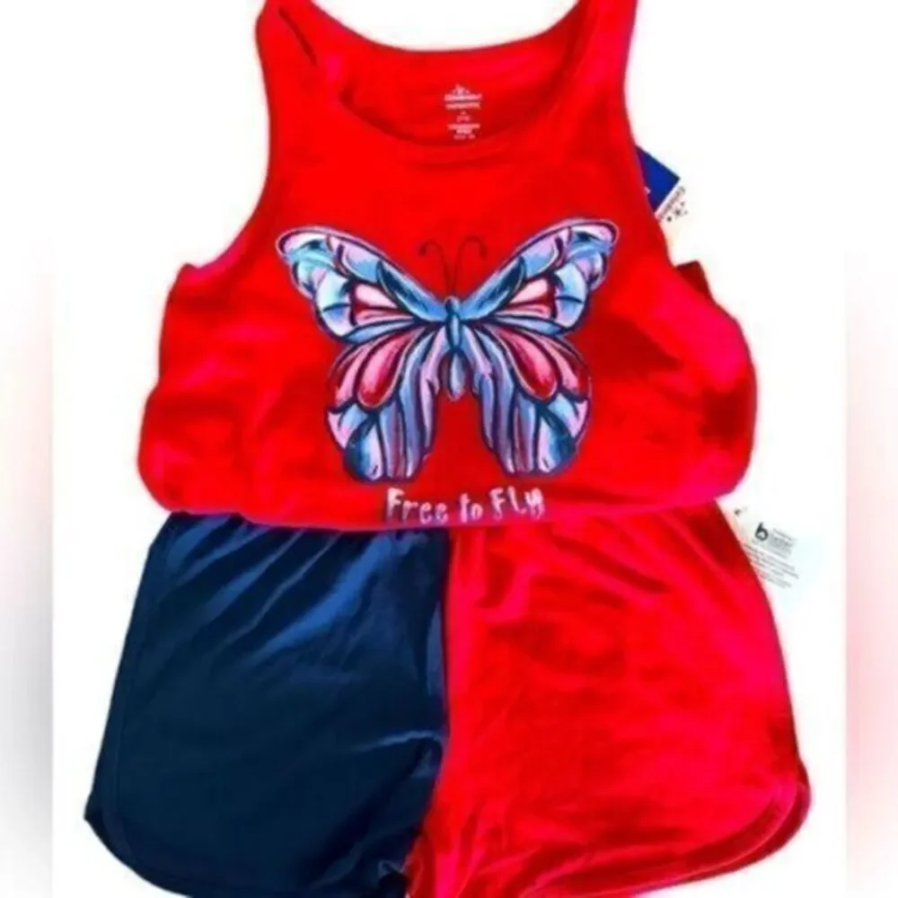 NWT - Americana 2 piece Girls Tank and Shorts - Size 7/8 Medium